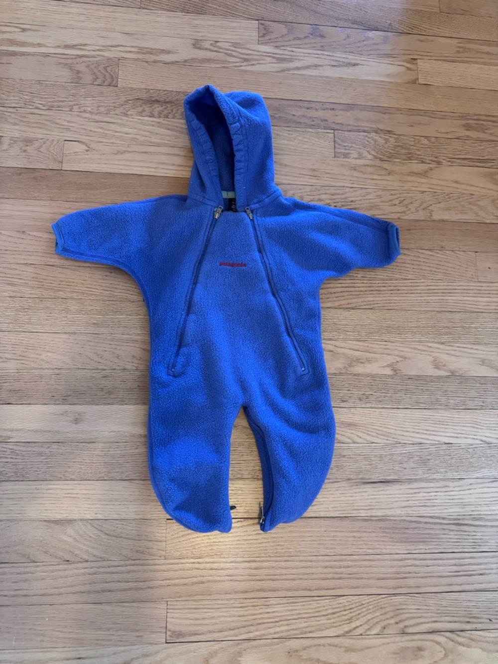 Patagonia Blue Hooded Synchilla Bunting Fleece One-Piece Romper